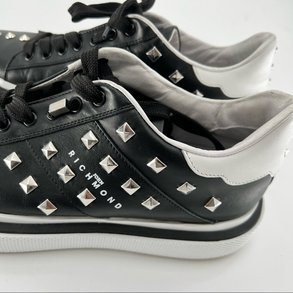 John Richmond black white studded athletic shoes size 10 - Picture 10 of 15